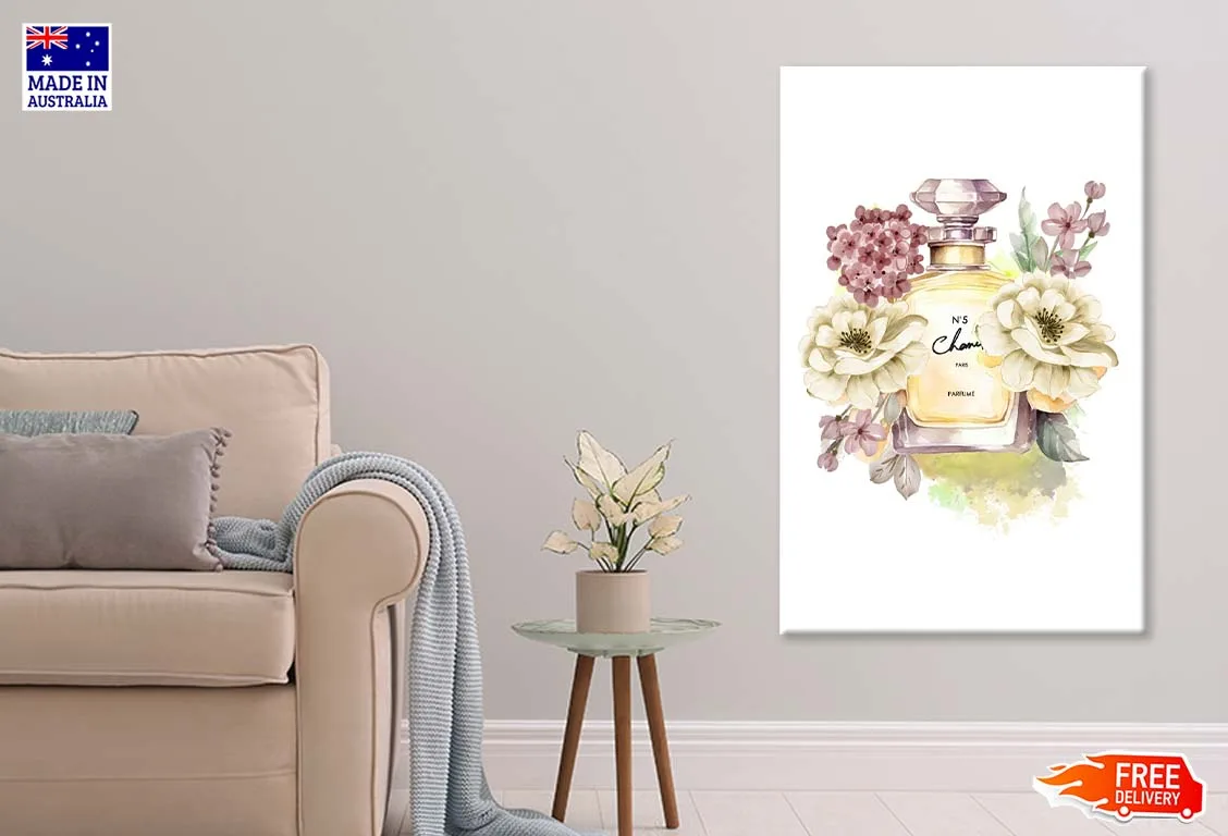 Yellow Perfume with Colorful Flowers Print 100% Australian Made - Image 2