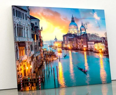 Canal With Boats and Buildings in The Background Acrylic Glass Print Tempered Glass Wall Art 100% Made in Australia Ready to Hang