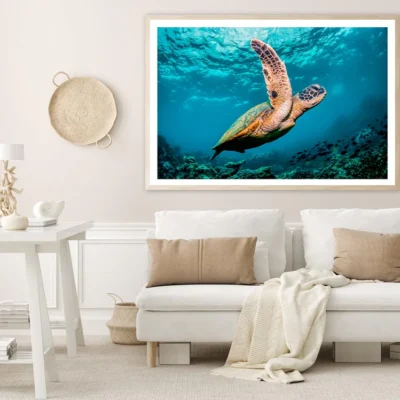 Graceful Swimming Sea Turtle Home Decor Premium Quality Poster Print Choose Your Sizes