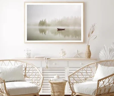 Boat On the Lake at Morning Fog Home Decor Premium Quality Poster Print Choose Your Sizes