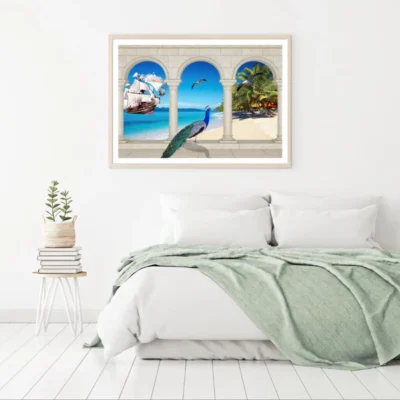 Ship on Sea & Bird Scenery View Home Decor Premium Quality Poster Print Choose Your Sizes