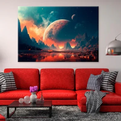Planets With Mountain & Lake Print 100% Australian Made