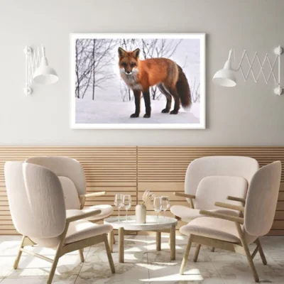 Fox on Snow Closeup Photograph Home Decor Premium Quality Poster Print Choose Your Sizes