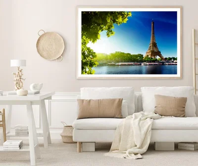 Seine In Paris with Eiffel Tower in Sunrise TimeHome Decor Premium Quality Poster Print Choose Your Sizes