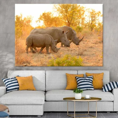 Rhinos in Forest View Photograph Print 100% Australian Made