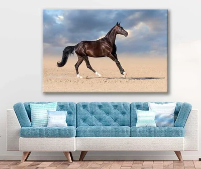 Bella Home Horse Running With Cloud Sky Print Canvas Ready to hang