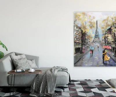 Eiffel Tower Rainy Street Painting Print 100% Australian Made
