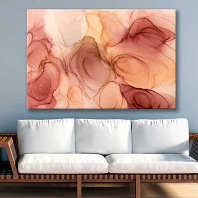 Bella Home Orange Brown Alcohol Ink Abstract Print Canvas Ready to hang