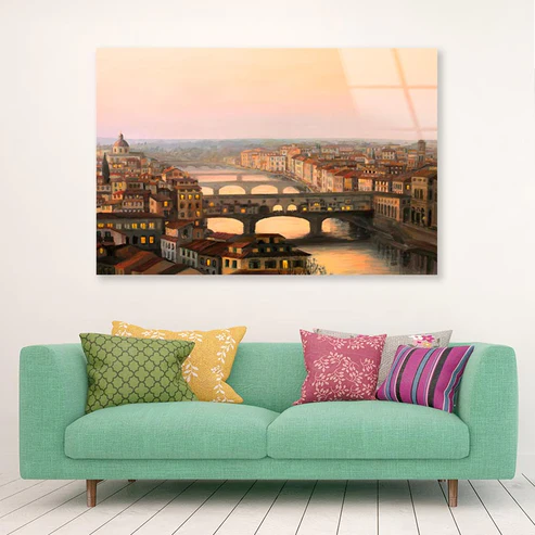Sunset Over Florence the Warm Sunlight Acrylic Glass Print Tempered Glass Wall Art 100% Made in Australia Ready to Hang