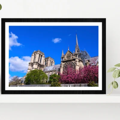 Cathedrale Notre-Dame In Paris Glass Framed Wall Art, Ready to Hang Quality Print