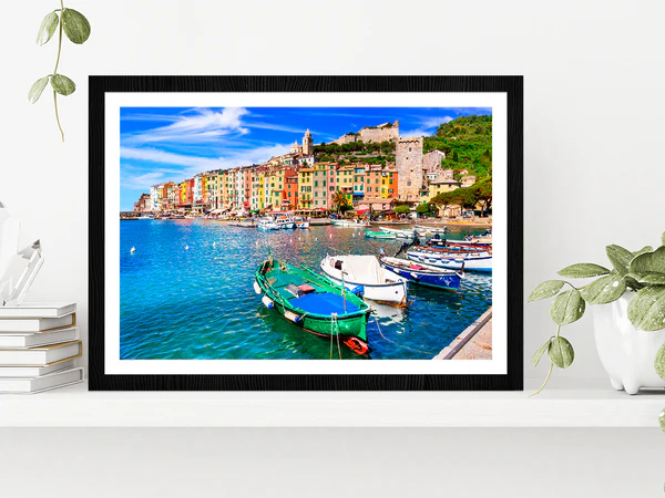 Villages Of Cinque Terre Glass Framed Wall Art, Ready to Hang Quality Print