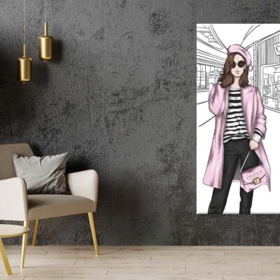 Pink Stylish Lady with Elegant Handbag Print 100% Australian Made