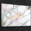 Beige Abstract Marble Print Tempered Glass Wall Art 100% Made in Australia Ready to Hang
