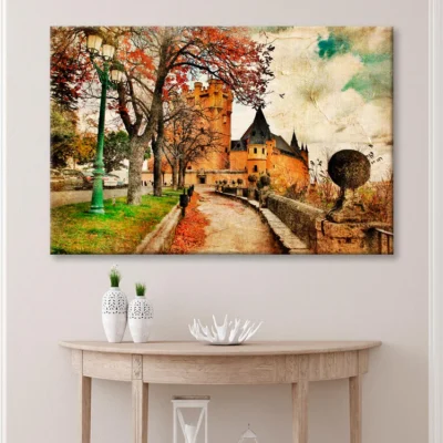 Fairy Alcazar Castle, Segovia, Spain, Picture in Painting Style Wall Art Decor 100% Australian Made