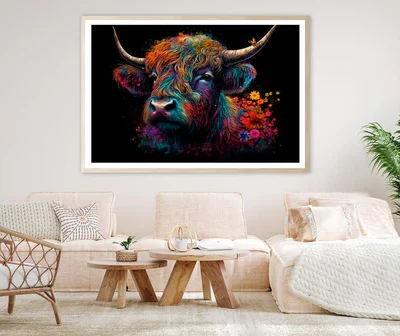 Abstract Highland Cow Head Home Decor Premium Quality Poster Print Choose Your Sizes