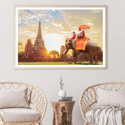 Elephant Tour Of the Ancient City in Sunrise Home Decor Premium Quality Poster Print Choose Your Sizes