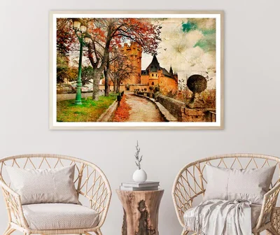 Fairy Alcazar Castle, Segovia, Spain, Picture in Painting Style Home Decor Premium Quality Poster Print Choose Your Sizes