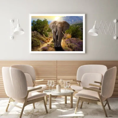 Elephant Walking in Forest Sunset Home Decor Premium Quality Poster Print Choose Your Sizes