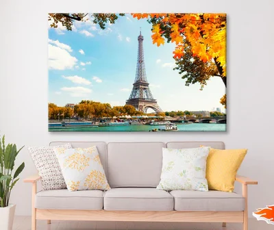 Boat Is in The Water Near the Eiffel Tower Wall Art Decor 100% Australian Made