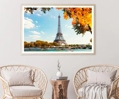 Boat Is in The Water Near the Eiffel Tower Home Decor Premium Quality Poster Print Choose Your Sizes