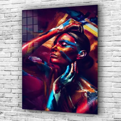 Colorful Woman Abstract Print Tempered Glass Wall Art 100% Made in Australia Ready to Hang