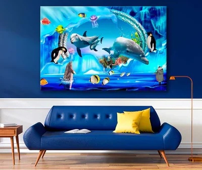 Bella Home Underwater Sea Creatures Fish 3D Print Canvas Ready to hang