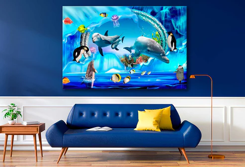Bella Home Underwater Sea Creatures Fish 3D Print Canvas Ready to hang