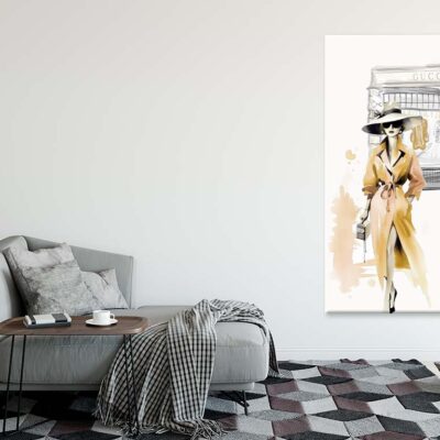 Yellow Stylish Lady with Hat Print 100% Australian Made