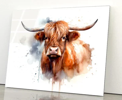 Highland Cow Face Abstract Acrylic Glass Print Tempered Glass Wall Art 100% Made in Australia Ready to Hang