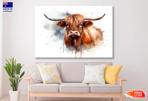 Highland Cow Face Abstract Wall Art Decor 100% Australian Made