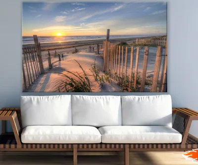 Wooden Path to Sea Sunset View Print 100% Australian Made