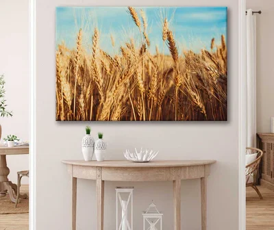 Bella Home Wheat Field & Sunset Landscape Print Canvas Ready to hang