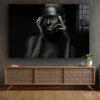 Black Woman Gold Makeup Print Tempered Glass Wall Art 100% Made in Australia Ready to Hang - Image 2