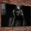 Black Woman Gold Makeup Print Tempered Glass Wall Art 100% Made in Australia Ready to Hang