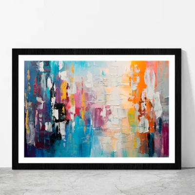 Abstract Colorful Chaotic Blend Of Acrylic Glass Framed Wall Art, Ready to Hang Quality Print