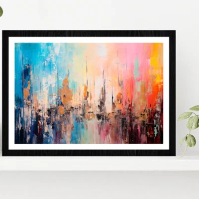 Abstract Colorful Modern Art Acrylic Glass Framed Wall Art, Ready to Hang Quality Print