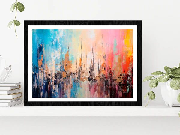 Abstract Colorful Modern Art Acrylic Glass Framed Wall Art, Ready to Hang Quality Print