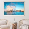 Boat in The Water Near a City Home Decor Premium Quality Poster Print Choose Your Sizes