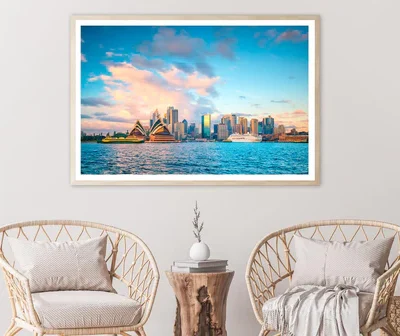 Boat in The Water Near a City Home Decor Premium Quality Poster Print Choose Your Sizes
