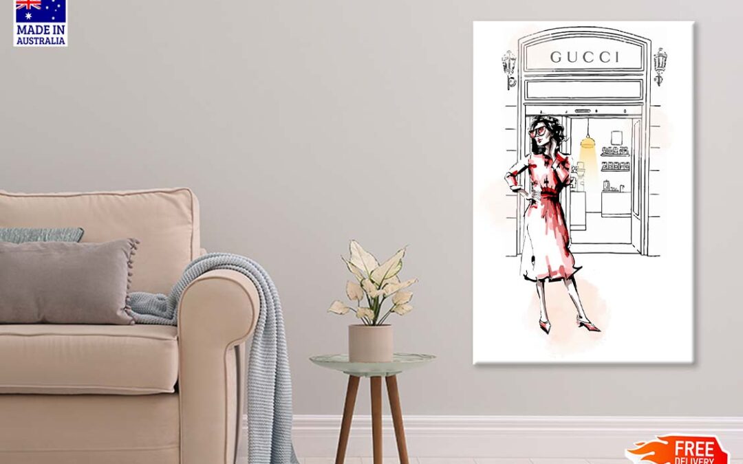 Red Lady with Fashion Store Print 100% Australian Made
