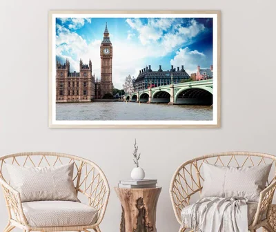 Big Ben, The Houses of Parliament and Westminster Bridge in London Home Decor Premium Quality Poster Print Choose Your Sizes