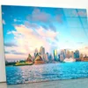 Boat in The Water Near a City Acrylic Glass Print Tempered Glass Wall Art 100% Made in Australia Ready to Hang