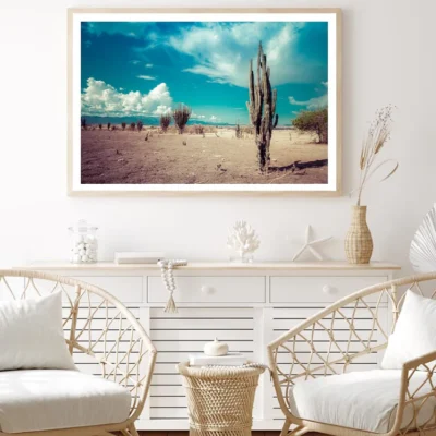 Cactus In Desert & Blue Sky Home Decor Premium Quality Poster Print Choose Your Sizes