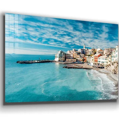 City Seascape Aerial Print Tempered Glass Wall Art 100% Made in Australia Ready to Hang