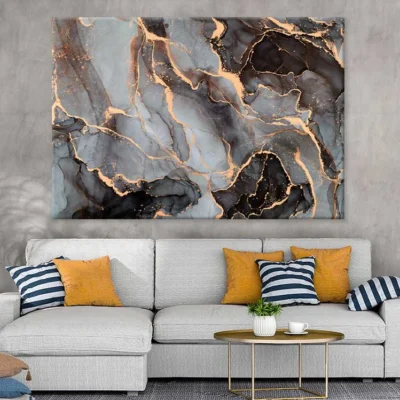 Dark Brown & Grey Abstract Design Print 100% Australian Made