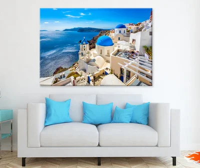 Santorini dome churches Greece Print 100% Australian Made