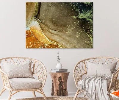 Brown Yellow & Green Abstract Art Print 100% Australian Made