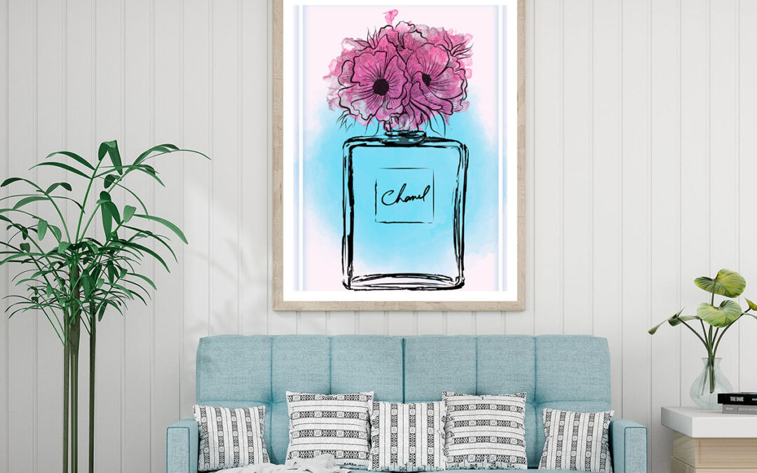 Purple Flowers on Perfume Bottle Home Decor Premium Quality Poster Print Choose Your Sizes