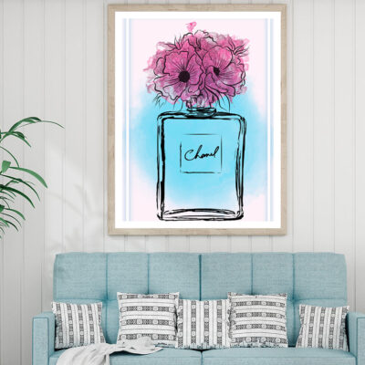 Purple Flowers on Perfume Bottle Home Decor Premium Quality Poster Print Choose Your Sizes