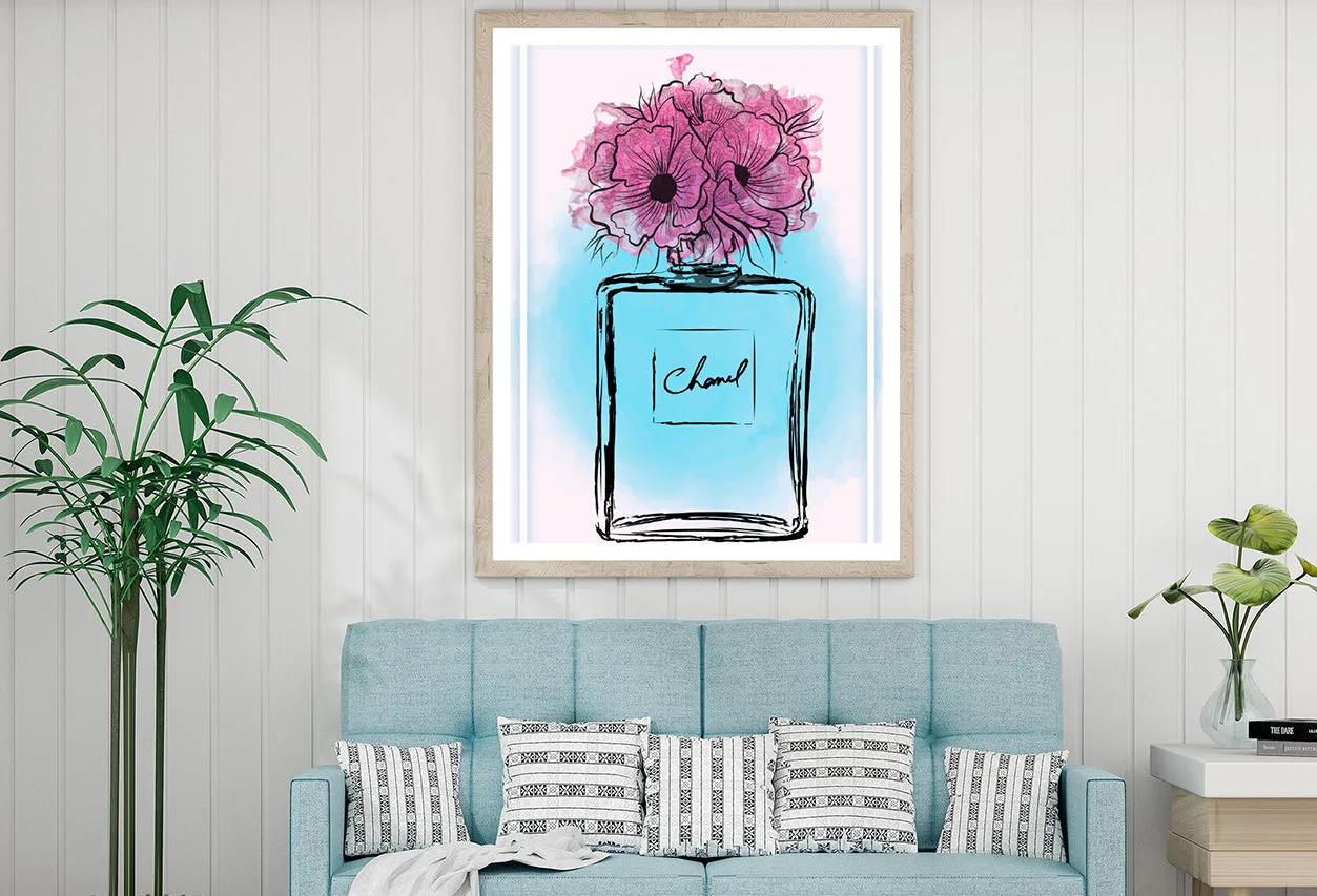 Purple Flowers on Perfume Bottle Home Decor Premium Quality Poster Print Choose Your Sizes